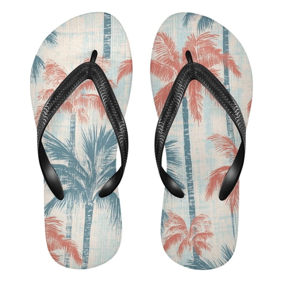 Unisex Comfort Flip Flops Summer Thong Sandals Non Slip Soles Flip Flop for Beach, Pool, and Daily Wear Coral Palm Trees XS