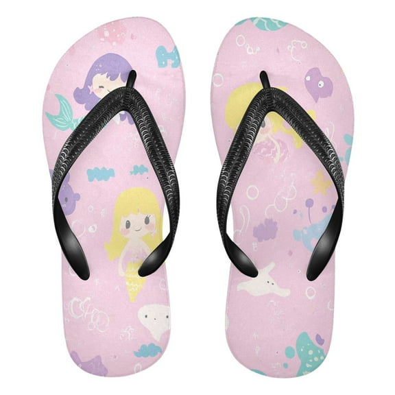 Unisex Comfort Flip Flops Summer Thong Sandals Non Slip Soles Flip Flop for Beach, Pool, and Daily Wear Cute Mermaid S