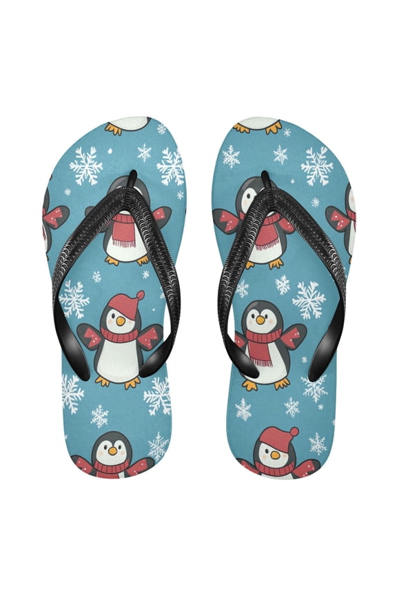 Unisex Comfort Flip Flops Summer Thong Sandals Non Slip Soles Flip Flop for Beach, Pool, and Daily Wear Cute Penguins M