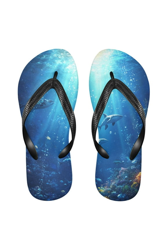 Unisex Comfort Flip Flops Summer Thong Sandals Non Slip Soles Flip Flop for Beach, Pool, and Daily Wear Deep Blue Ocean XS