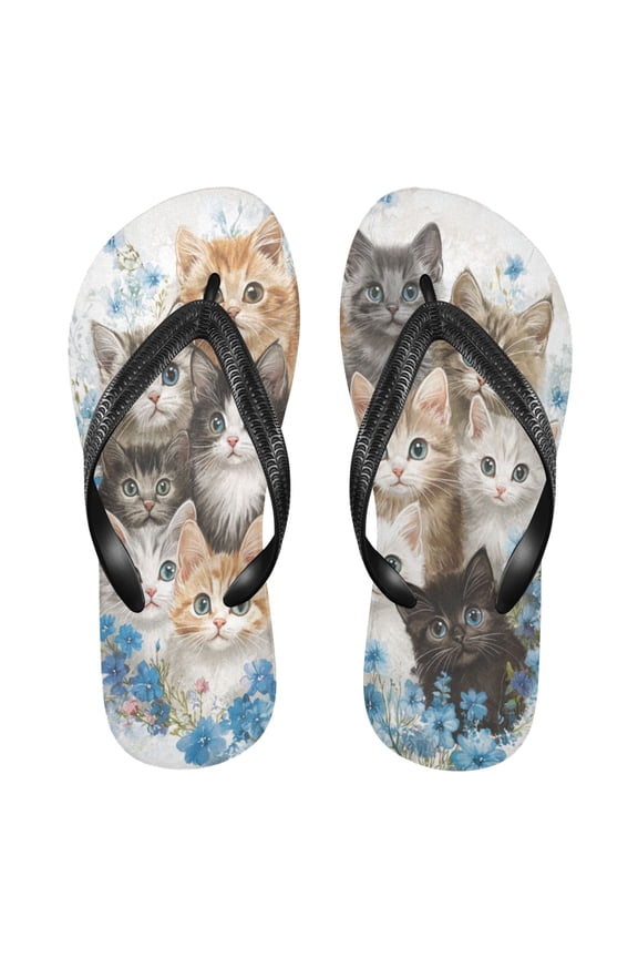 Unisex Comfort Flip Flops Summer Thong Sandals Non Slip Soles Flip Flop for Beach, Pool, and Daily Wear Different Breeds Cats S
