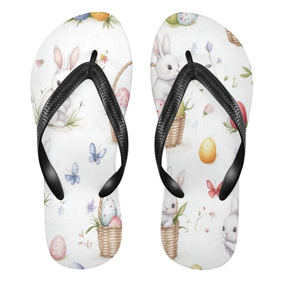 Unisex Comfort Flip Flops Summer Thong Sandals Non Slip Soles Flip Flop for Beach, Pool, and Daily Wear Easter Bunnies and Baskets XS