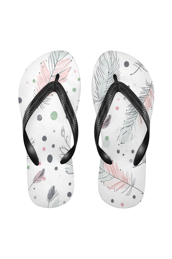 Unisex Comfort Flip Flops Summer Thong Sandals Non Slip Soles Flip Flop for Beach, Pool, and Daily Wear Feathers Pattern XS