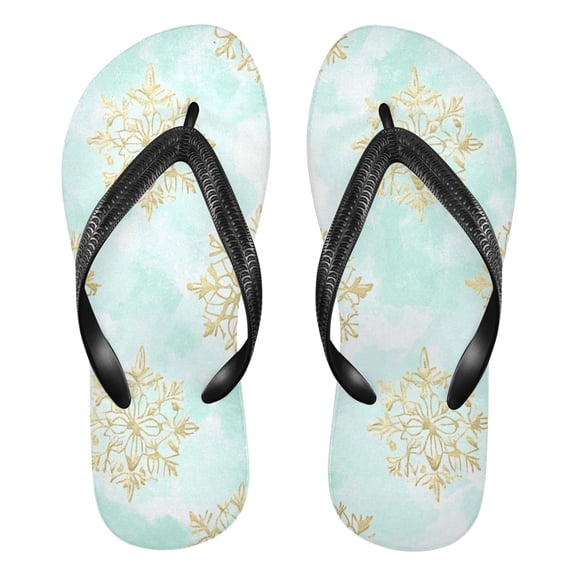 Unisex Comfort Flip Flops Summer Thong Sandals Non Slip Soles Flip Flop for Beach, Pool, and Daily Wear Golden Snowflake XL