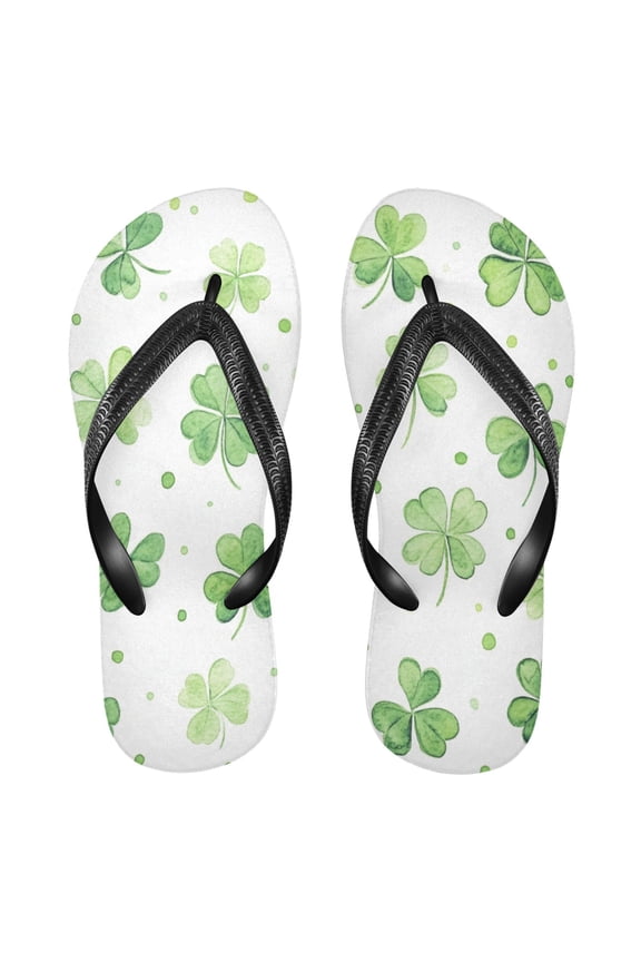 Unisex Comfort Flip Flops Summer Thong Sandals Non Slip Soles Flip Flop for Beach, Pool, and Daily Wear Green Shamrock Leaves S