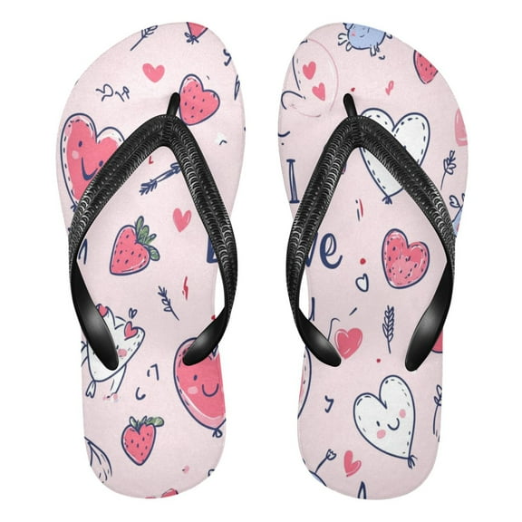 Unisex Comfort Flip Flops Summer Thong Sandals Non Slip Soles Flip Flop for Beach, Pool, and Daily Wear Hearts and Arrows Pattern XS