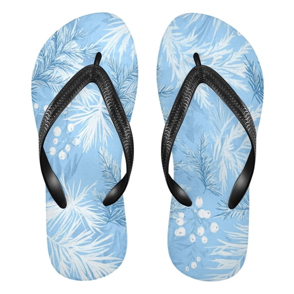 Unisex Comfort Flip Flops Summer Thong Sandals Non Slip Soles Flip Flop for Beach, Pool, and Daily Wear Light Blue Pine Leaves XS