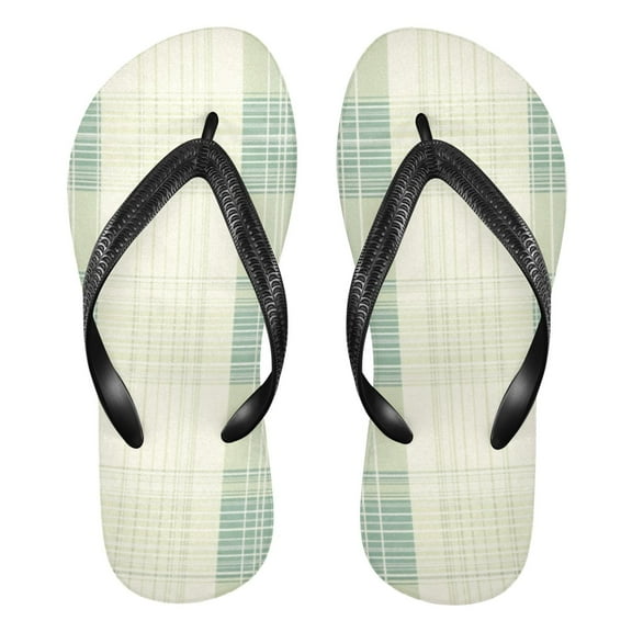 Unisex Comfort Flip Flops Summer Thong Sandals Non Slip Soles Flip Flop for Beach, Pool, and Daily Wear Light Green Plaid S