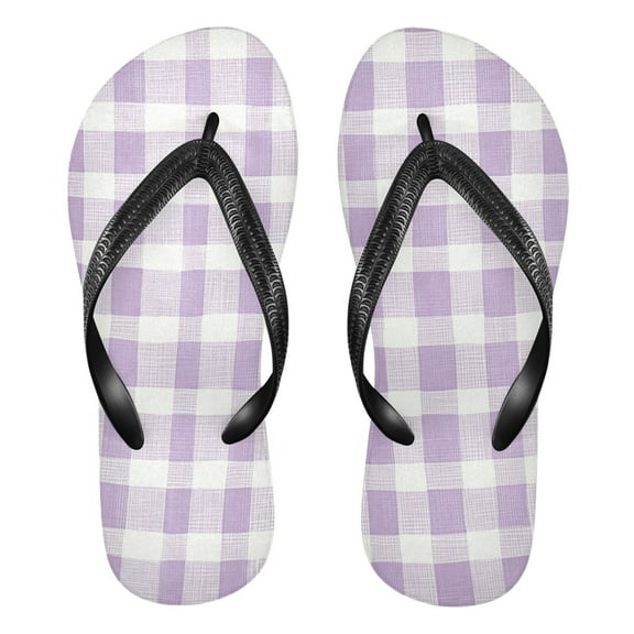Unisex Comfort Flip Flops Summer Thong Sandals Non Slip Soles Flip Flop for Beach, Pool, and Daily Wear Light Purple Plaid M