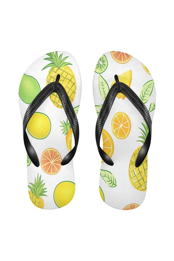 Unisex Comfort Flip Flops Summer Thong Sandals Non Slip Soles Flip Flop for Beach, Pool, and Daily Wear Mangoes and Pineapples Pattern L