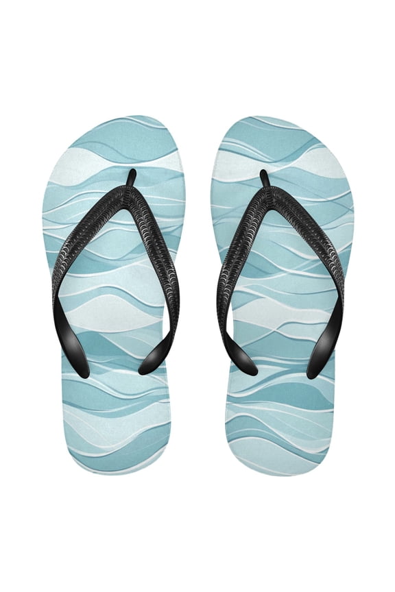 Unisex Comfort Flip Flops Summer Thong Sandals Non Slip Soles Flip Flop for Beach, Pool, and Daily Wear Minimalist Waves Pattern S