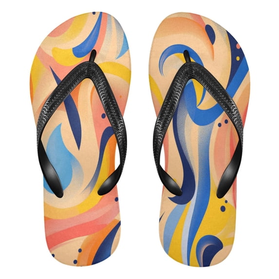 Unisex Comfort Flip Flops Summer Thong Sandals Non Slip Soles Flip Flop for Beach, Pool, and Daily Wear Orange Geometric Shapes XS