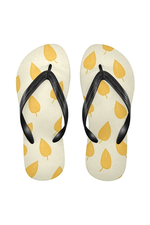 Unisex Comfort Flip Flops Summer Thong Sandals Non Slip Soles Flip Flop for Beach, Pool, and Daily Wear Orange Leaves Pattern M