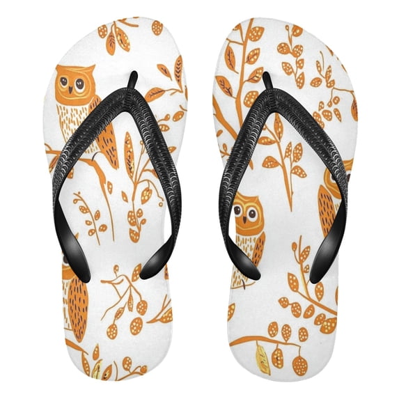 Unisex Comfort Flip Flops Summer Thong Sandals Non Slip Soles Flip Flop for Beach, Pool, and Daily Wear Orange Owls L