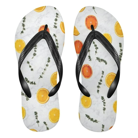Unisex Comfort Flip Flops Summer Thong Sandals Non Slip Soles Flip Flop for Beach, Pool, and Daily Wear Oranges and Leaves XS