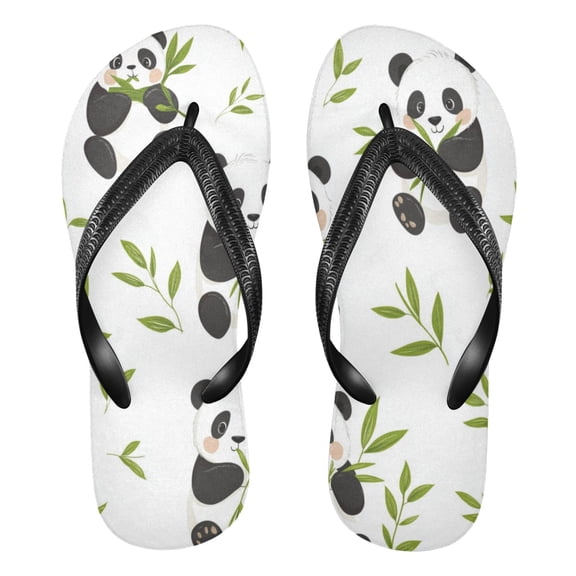 Unisex Comfort Flip Flops Summer Thong Sandals Non Slip Soles Flip Flop for Beach, Pool, and Daily Wear Panda Eating Bamboo L