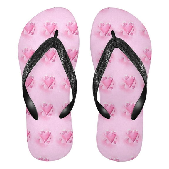 Unisex Comfort Flip Flops Summer Thong Sandals Non Slip Soles Flip Flop for Beach, Pool, and Daily Wear Pink Small Hearts M