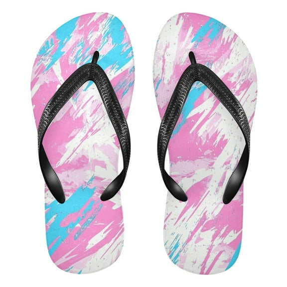 Unisex Comfort Flip Flops Summer Thong Sandals Non Slip Soles Flip Flop for Beach, Pool, and Daily Wear Pink and Blue Ink Splashes XL