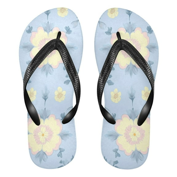 Unisex Comfort Flip Flops Summer Thong Sandals Non Slip Soles Flip Flop for Beach, Pool, and Daily Wear Pink and Yellow Flowers XS