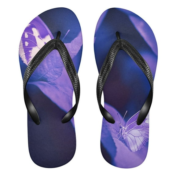Unisex Comfort Flip Flops Summer Thong Sandals Non Slip Soles Flip Flop for Beach, Pool, and Daily Wear Purple Butterflypurple Butterfly M