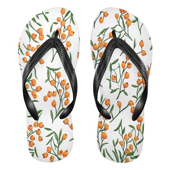 Unisex Comfort Flip Flops Summer Thong Sandals Non Slip Soles Flip Flop for Beach, Pool, and Daily Wear Sea Buckthorn Berries and Branches S