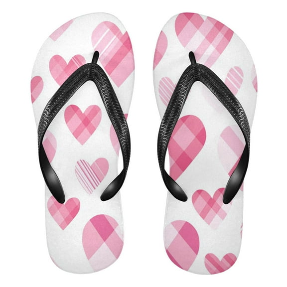 Unisex Comfort Flip Flops Summer Thong Sandals Non Slip Soles Flip Flop for Beach, Pool, and Daily Wear Seamless Pink Heart Pattern XXL