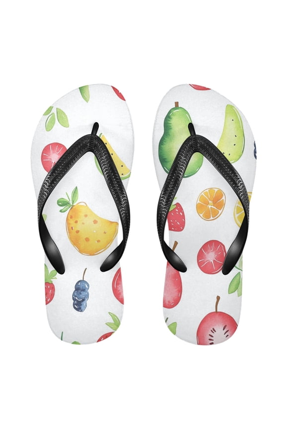 Unisex Comfort Flip Flops Summer Thong Sandals Non Slip Soles Flip Flop for Beach, Pool, and Daily Wear Sliced Fruit XS