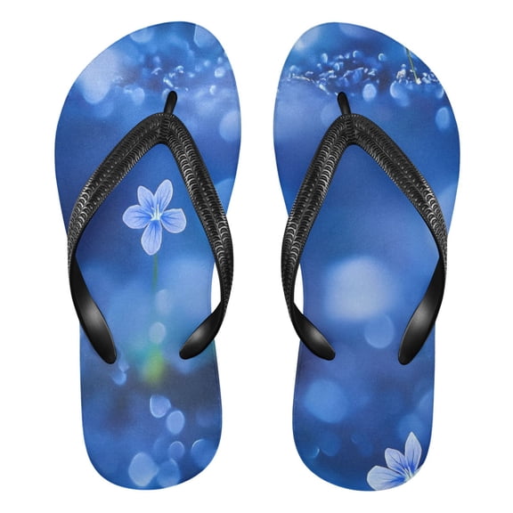 Unisex Comfort Flip Flops Summer Thong Sandals Non Slip Soles Flip Flop for Beach, Pool, and Daily Wear Small Blue Flowers M