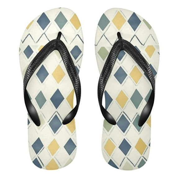 Unisex Comfort Flip Flops Summer Thong Sandals Non Slip Soles Flip Flop for Beach, Pool, and Daily Wear Small Triangles and Diamond Shapes XS