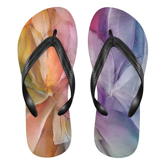 Unisex Comfort Flip Flops Summer Thong Sandals Non Slip Soles Flip Flop for Beach, Pool, and Daily Wear Transparent Leaf Skeletons S