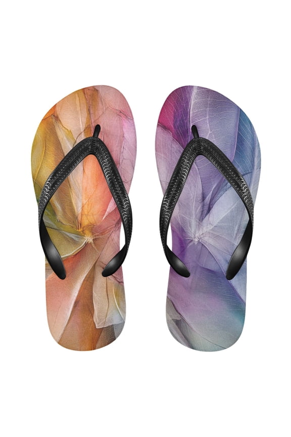 Unisex Comfort Flip Flops Summer Thong Sandals Non Slip Soles Flip Flop for Beach, Pool, and Daily Wear Transparent Leaf Skeletons XS