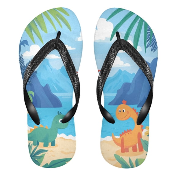 Unisex Comfort Flip Flops Summer Thong Sandals Non Slip Soles Flip Flop for Beach, Pool, and Daily Wear Two Dinosaurs XXL