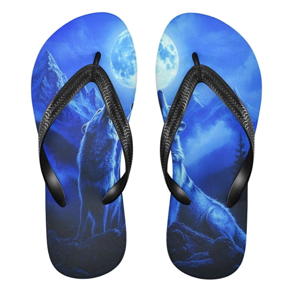 Unisex Comfort Flip Flops Summer Thong Sandals Non Slip Soles Flip Flop for Beach, Pool, and Daily Wear Two Howling Wolves L