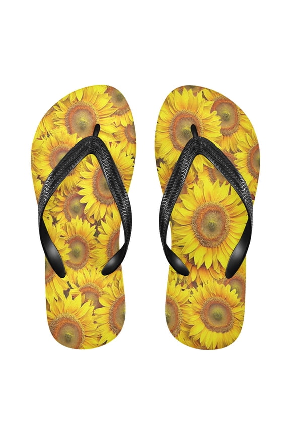 Unisex Comfort Flip Flops Summer Thong Sandals Non Slip Soles Flip Flop for Beach, Pool, and Daily Wear Vibrant Sunflowers XL