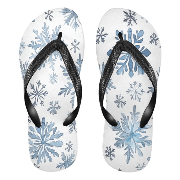 Unisex Comfort Flip Flops Summer Thong Sandals Non Slip Soles Flip Flop for Beach, Pool, and Daily Wear Watercolor Snowflakes S