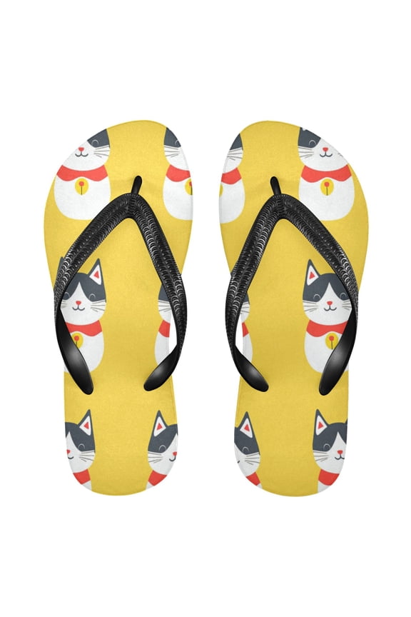 Unisex Comfort Flip Flops Summer Thong Sandals Non Slip Soles Flip Flop for Beach, Pool, and Daily Wear White-faced Cats M
