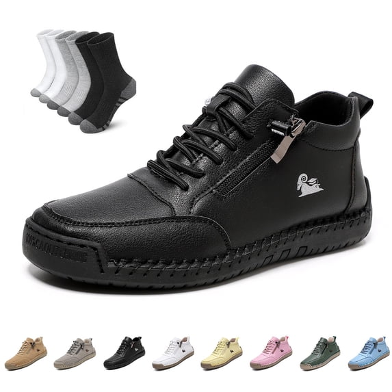 Unisex Comfortable Orthopedic Zipper Sneakers, Walking Shoes with Arch Support