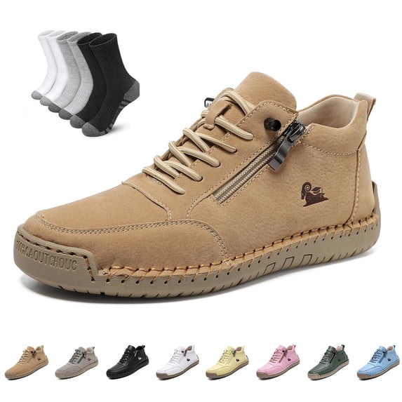Unisex Comfortable Orthopedic Zipper Sneakers, Walking Shoes with Arch Support