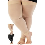 Unisex Compression Footless Thigh High 20-30mmHg for Swelling, Edema - Beige, X-Large