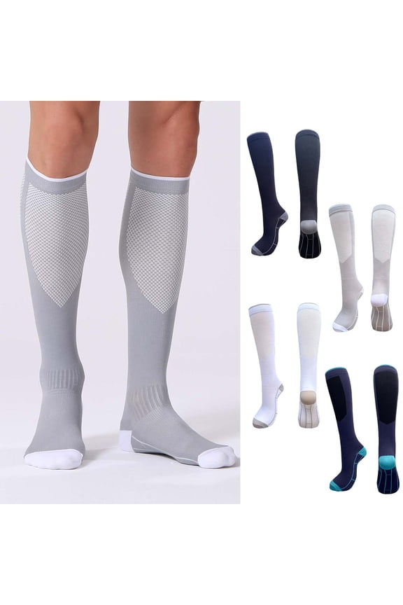 Unisex Compression Running Socks With Arch Support Graduated Pressure Hiking Travel Socks For Men And Women Moisture Wicking Joggers Sports Enthusiasts Gear Fatigue Relief Circulation Boost(Gray M)