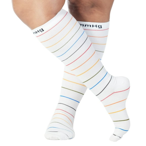 Unisex Compression Socks 20-30 mmHg for Swelling, Edema, DVT - White, Medium