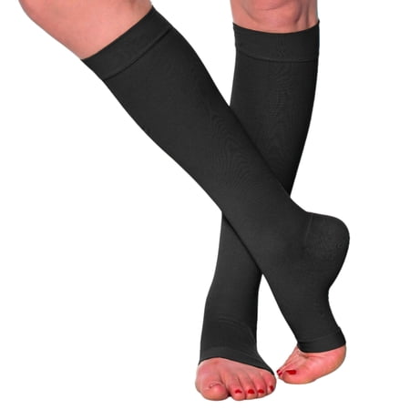 Unisex Compression Socks with Wide Calf 20-30mmHg by Mojo - Black, 6X-Large