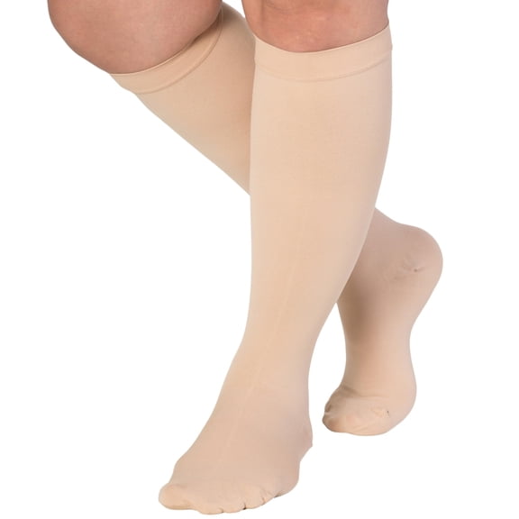 Unisex Compression Stockings 15-20mmHg for Swelling - by Absolute Support - Beige, Medium