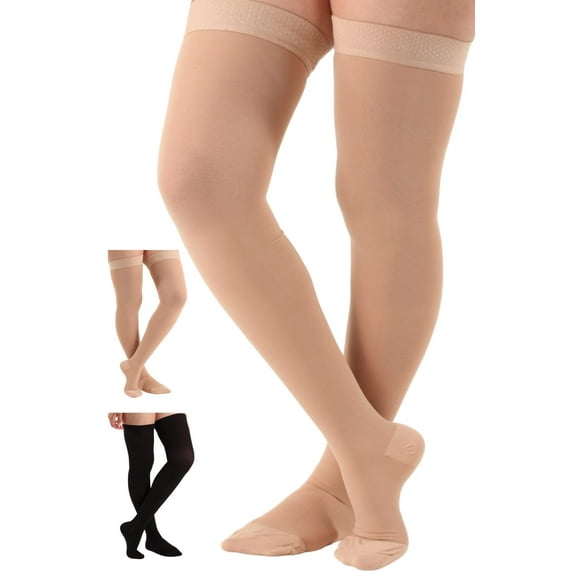 Unisex Compression Thigh High 20-30mmHg by Absolute Support - Beige, Large