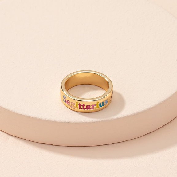 Unisex Constellation Rings: Adjustable Metal Rings Featuring Zodiac Signs, European and American Style, 1 Ring