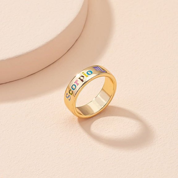 Unisex Constellation Rings: Adjustable Metal Rings Featuring Zodiac Signs, European and American Style, 1 Ring