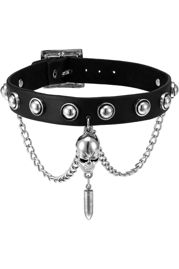 Unisex Cool Rivet Spike Studed Choker Gothic Jewelery Necklace Band Chain Goth Punk Rocker Bold Costume Black