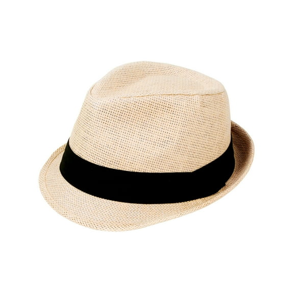 Unisex Cool Summer Panama Fedora Trilby Hat Short Brim, Natural, S/M