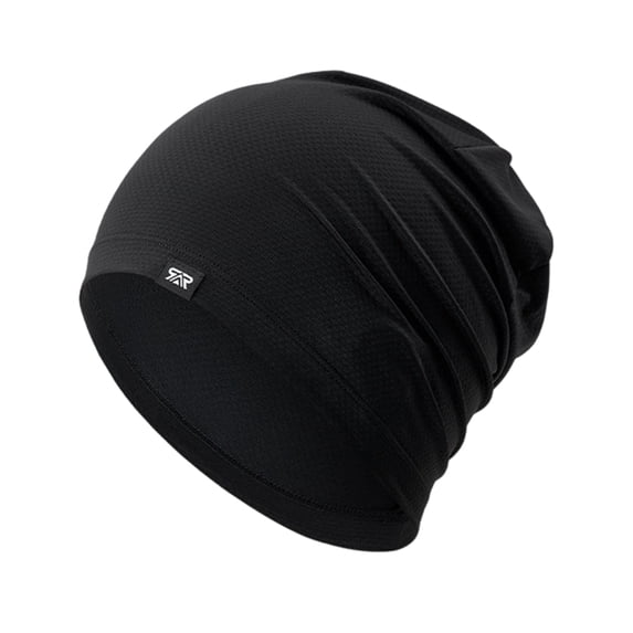 Unisex Cooling Ice Silk Slouchy Beanie Lightweight Breathable Sweat Wicking Skull Cap Soft Outdoor Sports Headwear and Night Sleep Cap Black