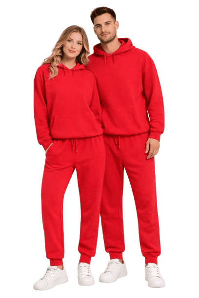 Unisex Coordinated Set Casual Hoodie & Jogger Sweatpants, 2-Piece Set, Red, Small